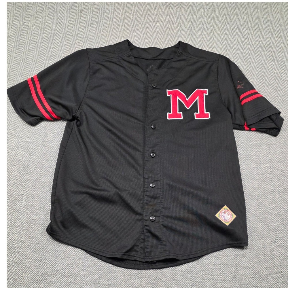 Negro Leagues Baseball Museum KC Monarchs‎ Jersey Black Red Mesh Button Up NLBM